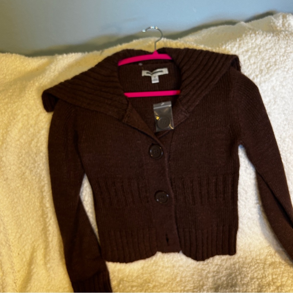 URBAN OUTFITTERS Chocolate Brown Cropped Cardigan Cabincore Size SP